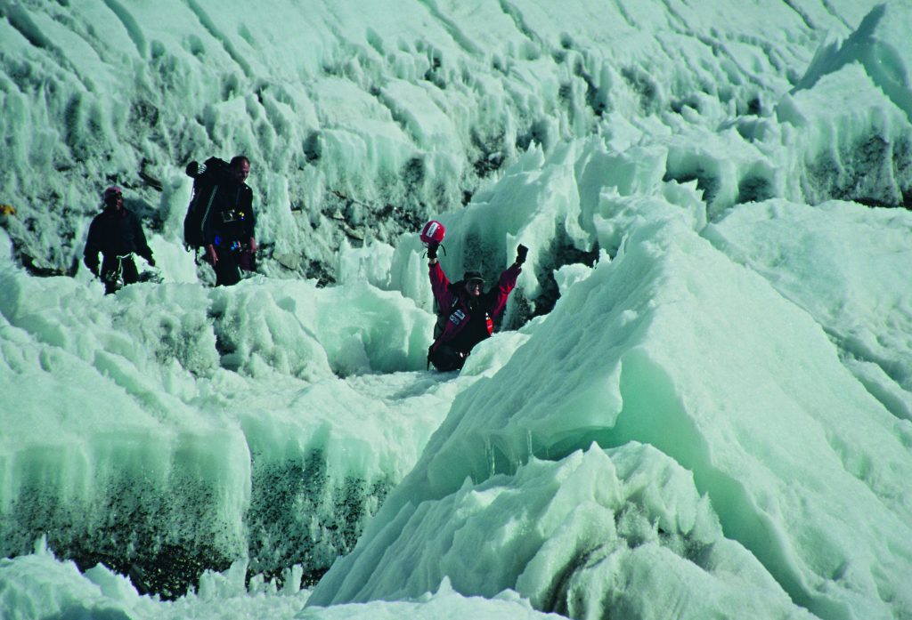 Renata vid isfallen på Mount Everest