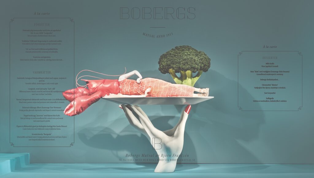 JoAnn Tan Studios skyltf&ouml;nster f&ouml;r restaurang Bobergs.
