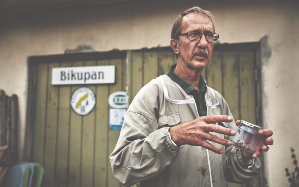 På den ekologiska bigården samlar bina nektar från närliggande ängar, skogsmark och trädgårdar.