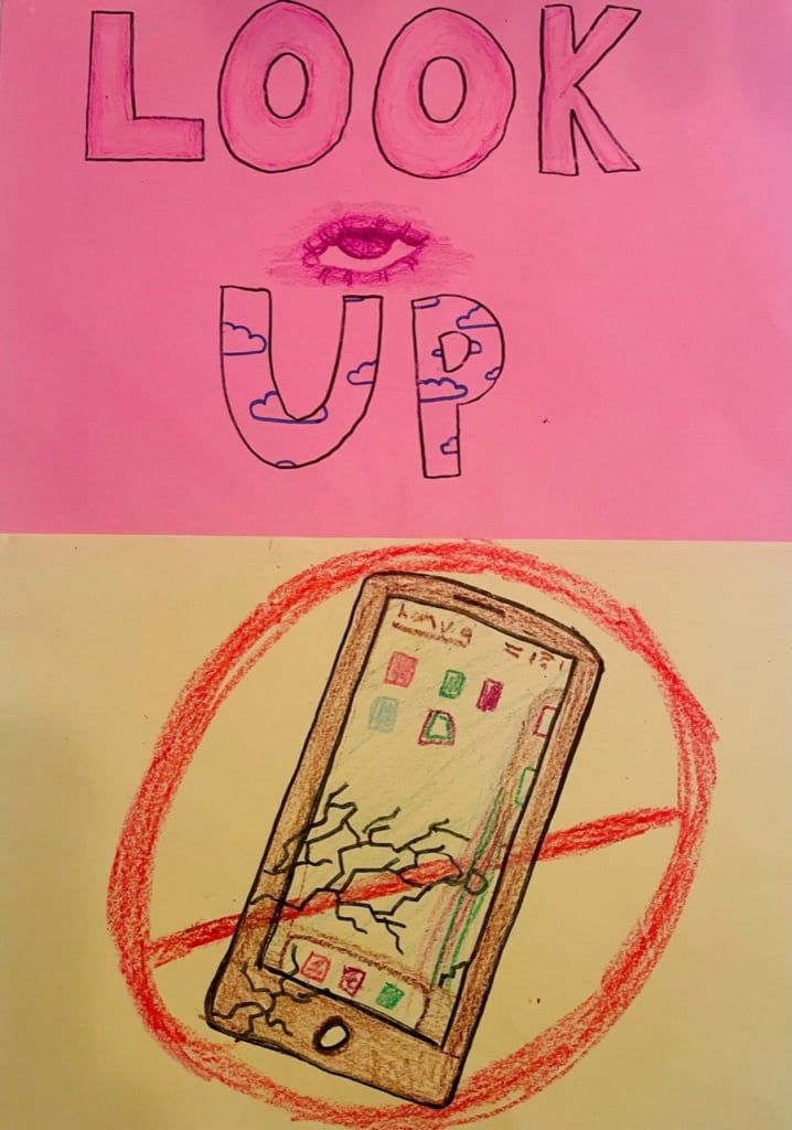 Illustration som visar överkryssad mobil